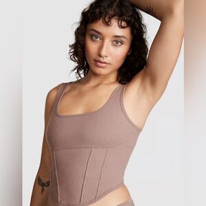 PINK by Victoria’s Secret The Cinched Corset Top Sz L Iced Coffee